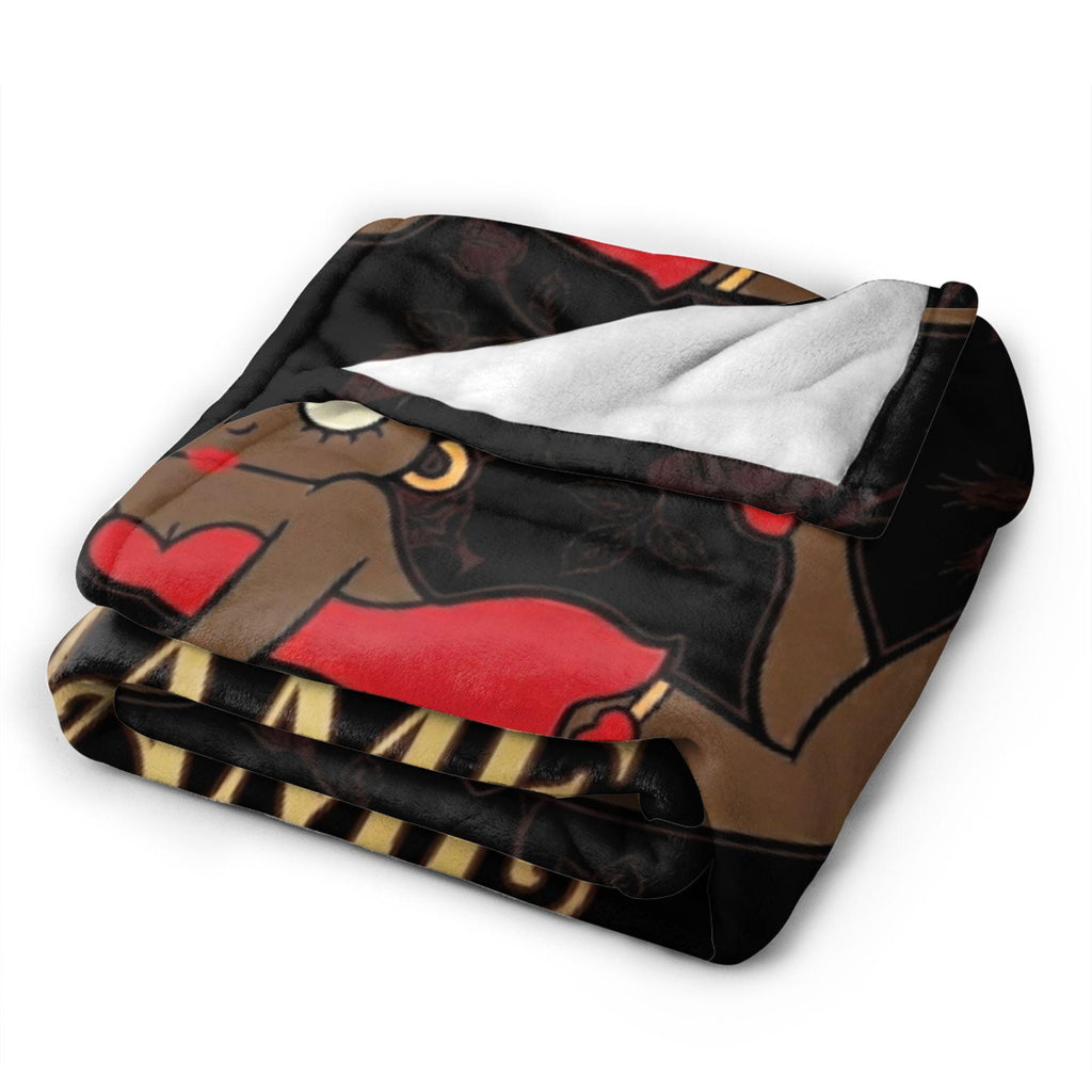 Custom Name Betty Boop Lying Pose Flannel Blanket Elegant Black Background Dark Roses Cozy Blanket