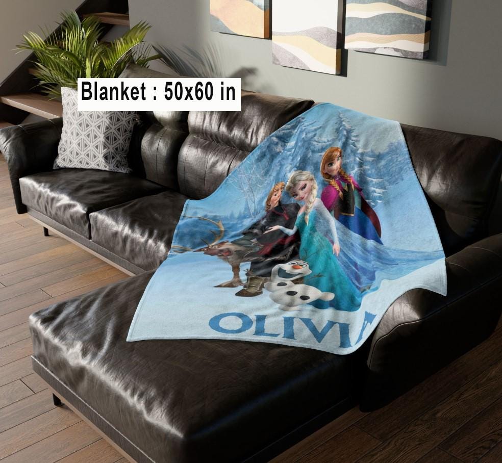 Custom Name Queen Ice Characters Fleece Blanket, Disneyland Princess Fr0zzen Movie Blanket, Winter Princess Gift, Christmas Birthday Gift