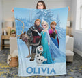 Custom Name Queen Ice Characters Fleece Blanket, Disneyland Princess Fr0zzen Movie Blanket, Winter Princess Gift, Christmas Birthday Gift