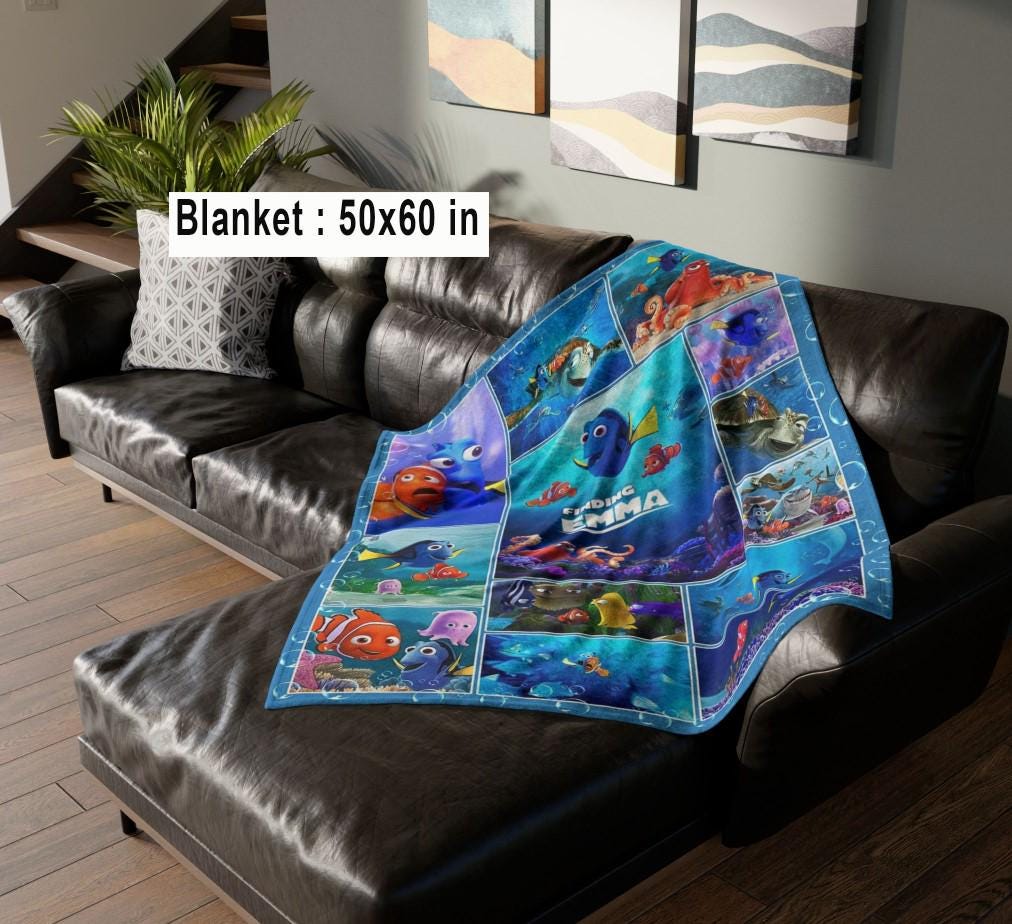 Custom Name Finding Nemoo Fleece Blanket, Disneyland Nemmo And Dorry Birthday Blanket, Under the Sea Christmas Gift, Ocean Nursery Blanket