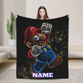 Personalized Retro Game Hero Flannel Blanket, Custom Name Adventure Throw, Soft Cozy Kids Gamer Blanket, Bedroom Sofa Travel Gift