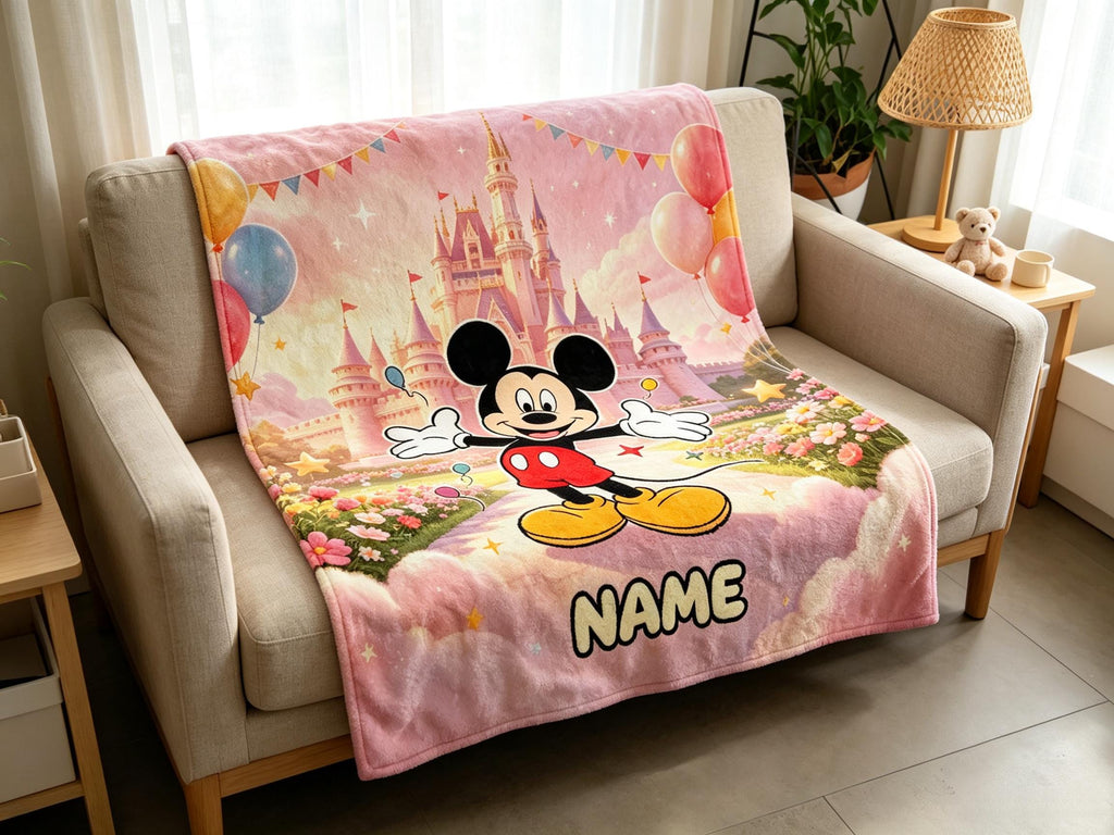 Mickey Mouse Home Flannel Blanket, Versatile Indoor Textile, Unique Gift for Various Holiday Celebrations