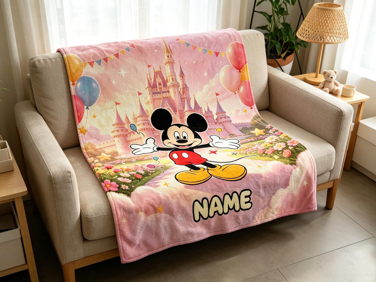 Mickey Mouse Home Flannel Blanket, Versatile Indoor Textile, Unique Gift for Various Holiday Celebrations