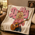 Dolly Parton Fleece Minky Sherpa Woven Blanket, Personalized Gift, Cozy Throw