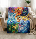 Eeveelution Blanket Soft Throw, Starry Galaxy Flannel Keepsake Gift For Pokemon Fans