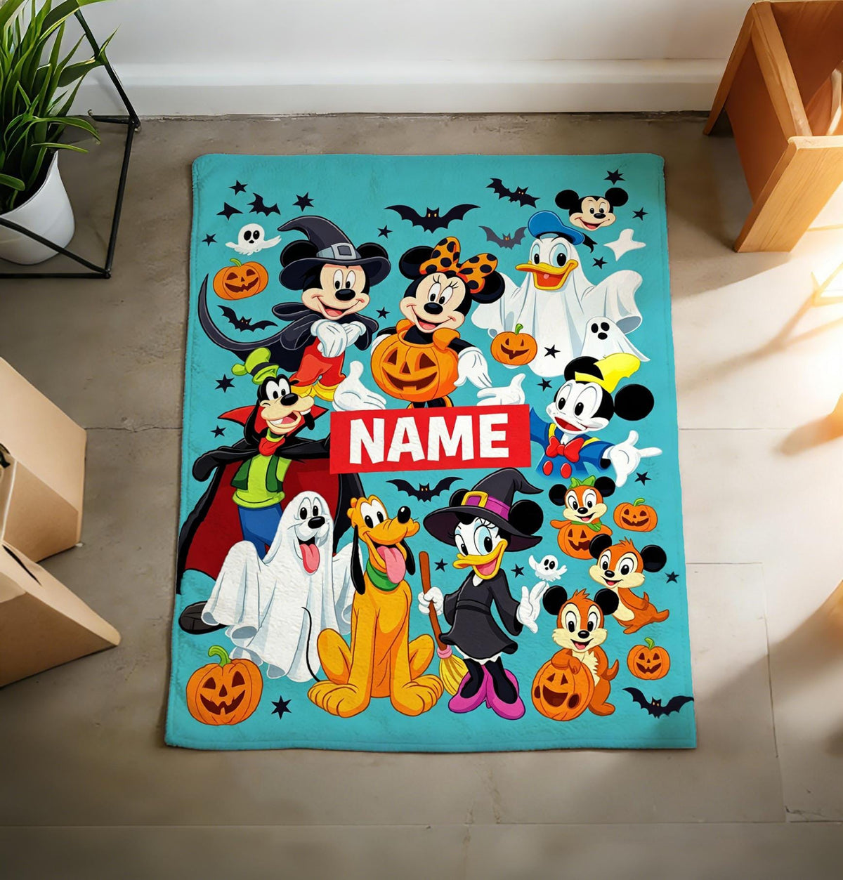 Custom Name Mickey Halloween Blanket Soft Throw Warm Plush Kid Keepsake Gift