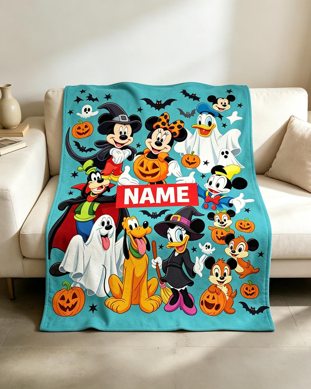 Custom Name Mickey Halloween Blanket Soft Throw Warm Plush Kid Keepsake Gift