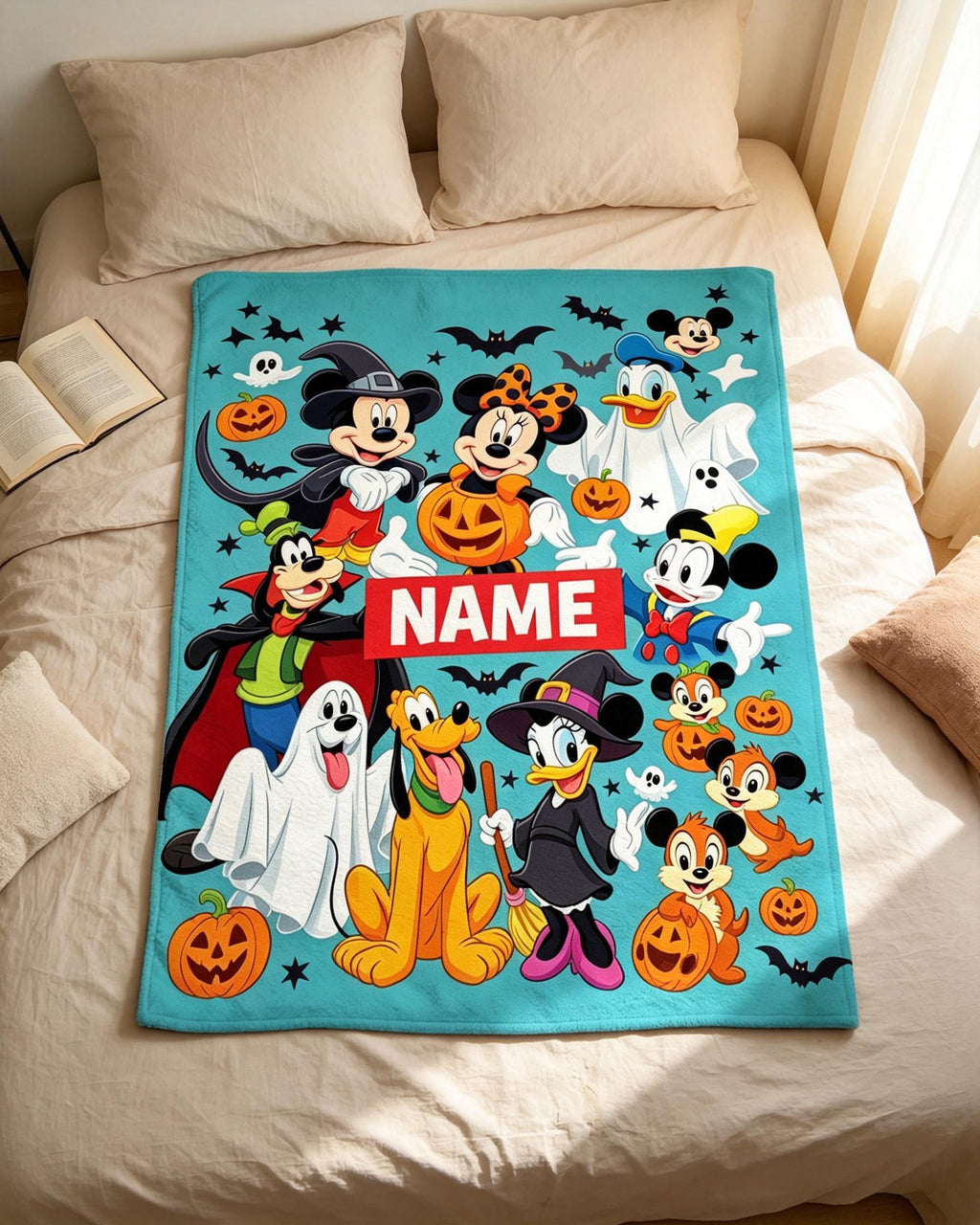 Custom Name Mickey Halloween Blanket Soft Throw Warm Plush Kid Keepsake Gift