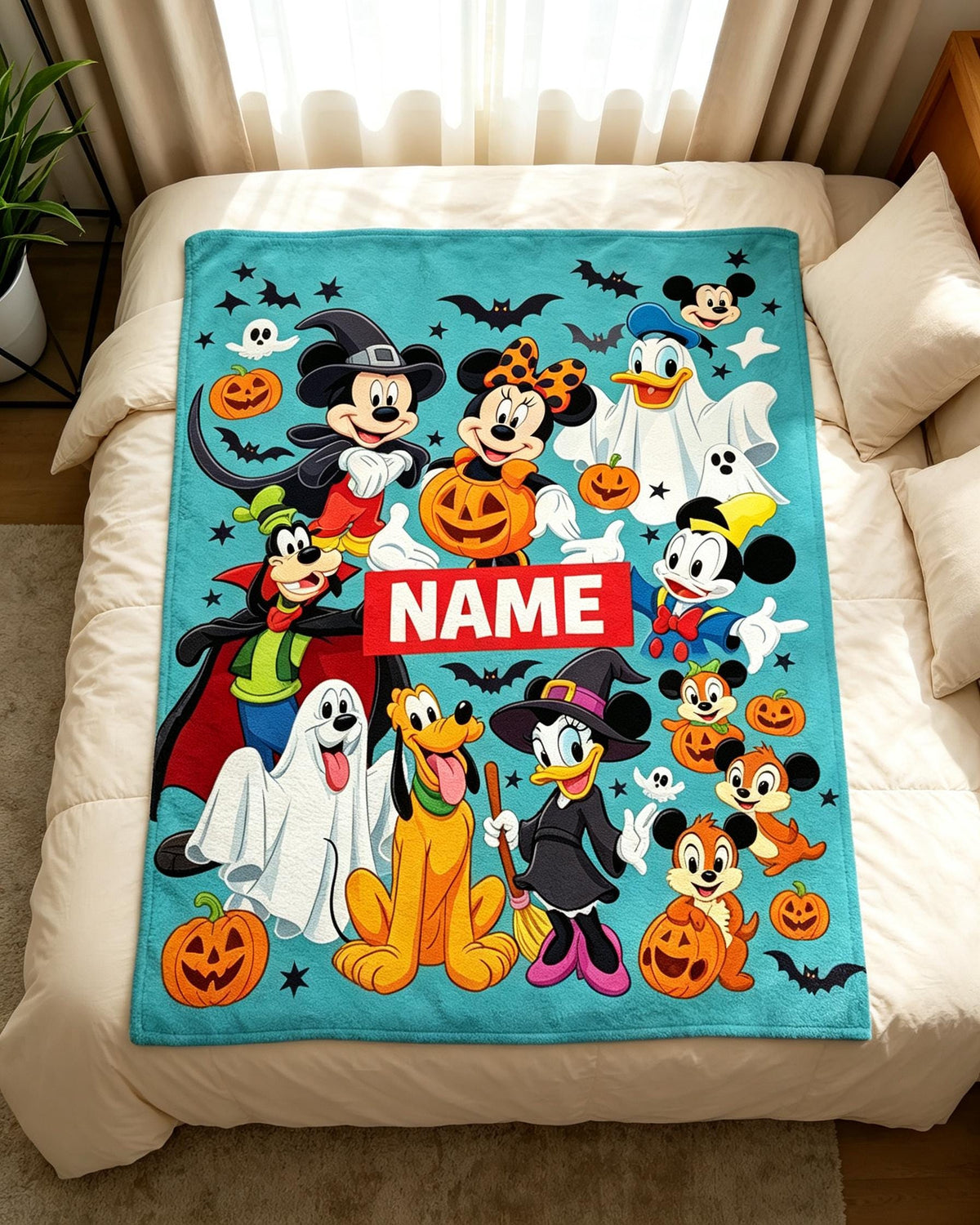 Custom Name Mickey Halloween Blanket Soft Throw Warm Plush Kid Keepsake Gift