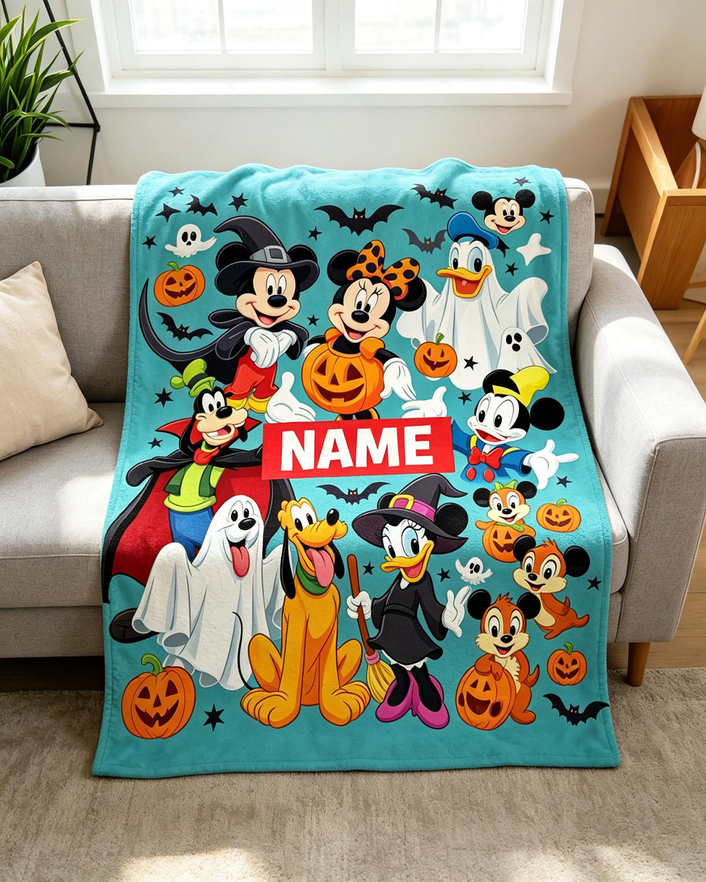 Custom Name Mickey Halloween Blanket Soft Throw Warm Plush Kid Keepsake Gift