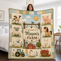 Personalized Farm Baby Blanket, Custom Name Nursery Quilt, Tractor Cow Sheep Sherpa Fleece