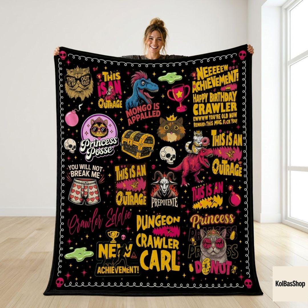 Personalized Dungeon Crawler Carl Blanket, New Achievement Throw Blanket, Geeky Reader Gift, New Achievement Gift, Cozy Gaming Decor