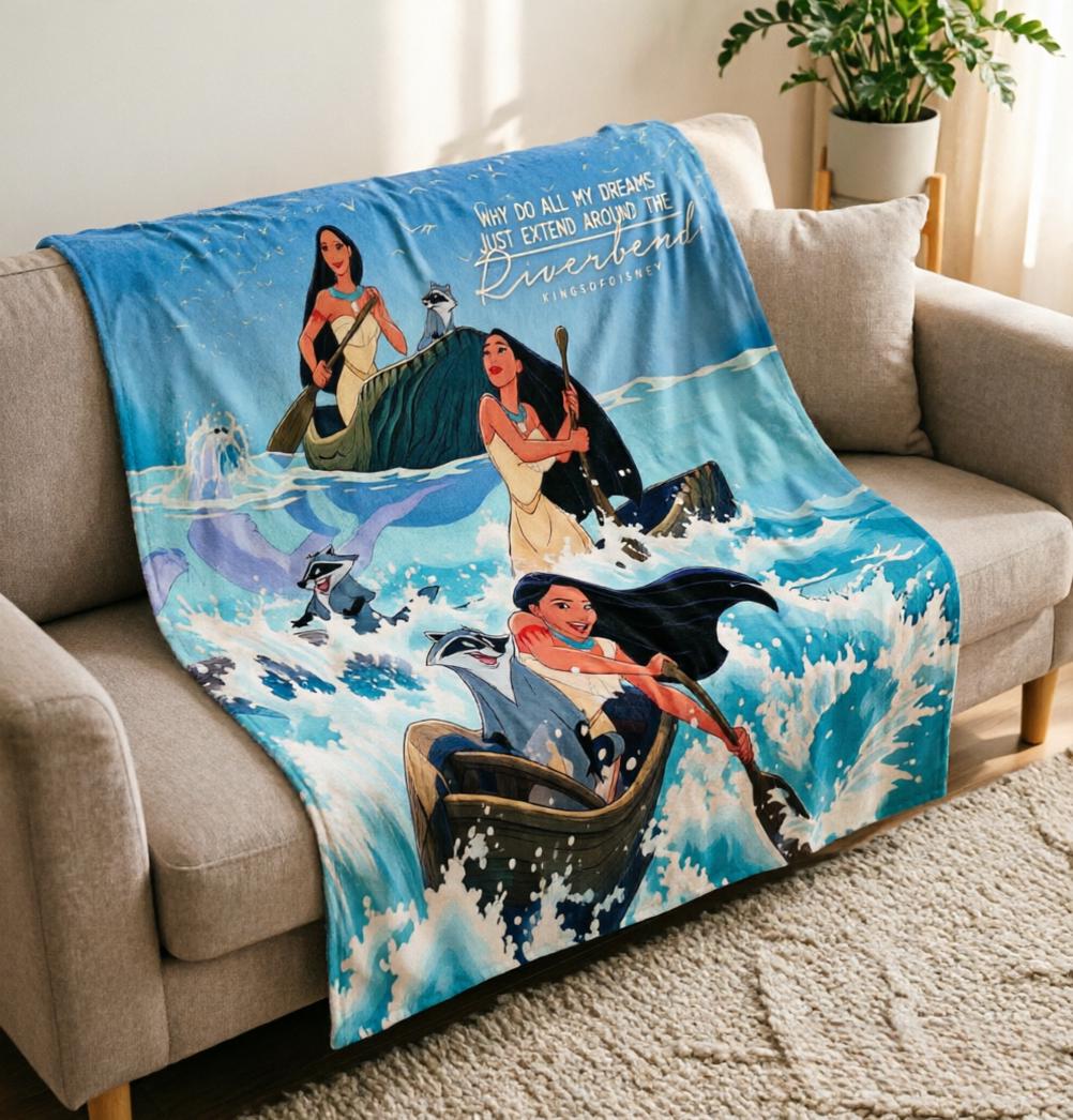 Pocahontas Princess Blanket, Disney Pocahontas Movie Blanket, Princess And Meeko Raccoon Blanket, Birthday Girl Gift Blanket