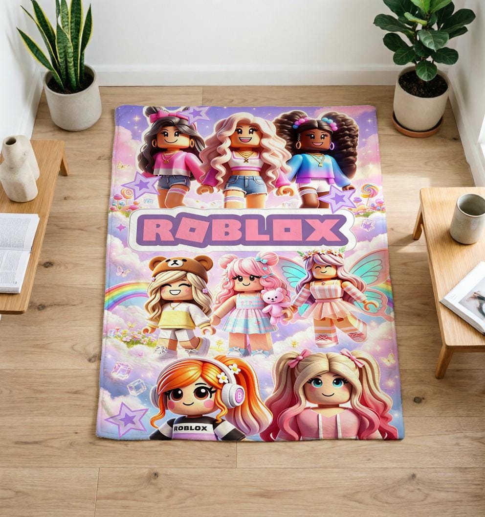 Roblox Girl Blanket Soft Throw, Gaming Throw, Birthday Gift For Girls