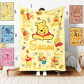 Personalized Winnie The Pooh Blanket, Custom Name Disney Pooh Bear Blanket, Baby Girl Boy Blanket, Pooh Tigger Eeyore Piglet Fleece Blanket