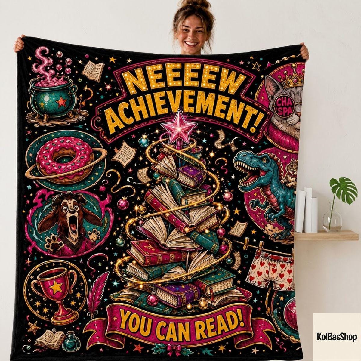Custom Dungeon Crawler Carl Blanket, Princess Donut Blanket, Mongo Is Appalled, New Achievement LitRPG Gift, Personalized Reader Blanket