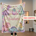 Personalized Dinosaur Blanket for Girls, Custom Baby Girl Name Blanket, Pastel Dino Nursery Bedding, Watercolor Toddler Flannel Gift