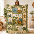 Dinosaur Quilted Blanket | T-Rex Triceratops Nursery Throw (Watercolor Jungle Volcano)