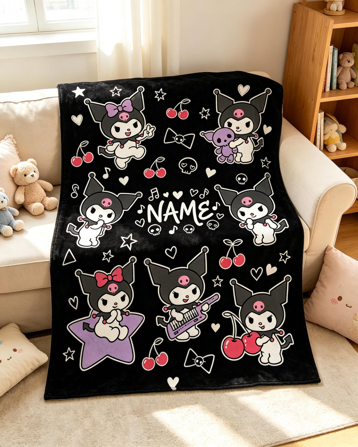 Custom Name Sanrio Kuromi Blanket Soft Throw Warm Plush Youth Keepsake Gift