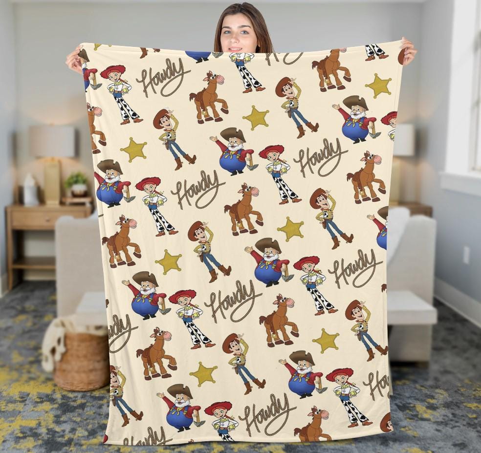 Toy Story Howdy Fleece Blanket, Toy Story Nursery Decor, Gift for Baby, Woody Jessie Cowboy Disneyland Blanket, Baby Shower Present