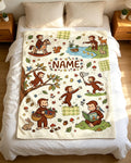 Custom Name Curious George Blanket Soft Throw Plush Woodland Keepsake Gift