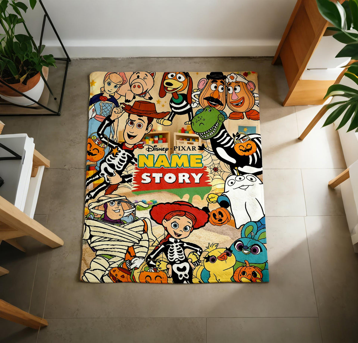 Custom Name Toy Story Halloween Blanket Soft Throw, Holiday Art, Gift For Young Fans