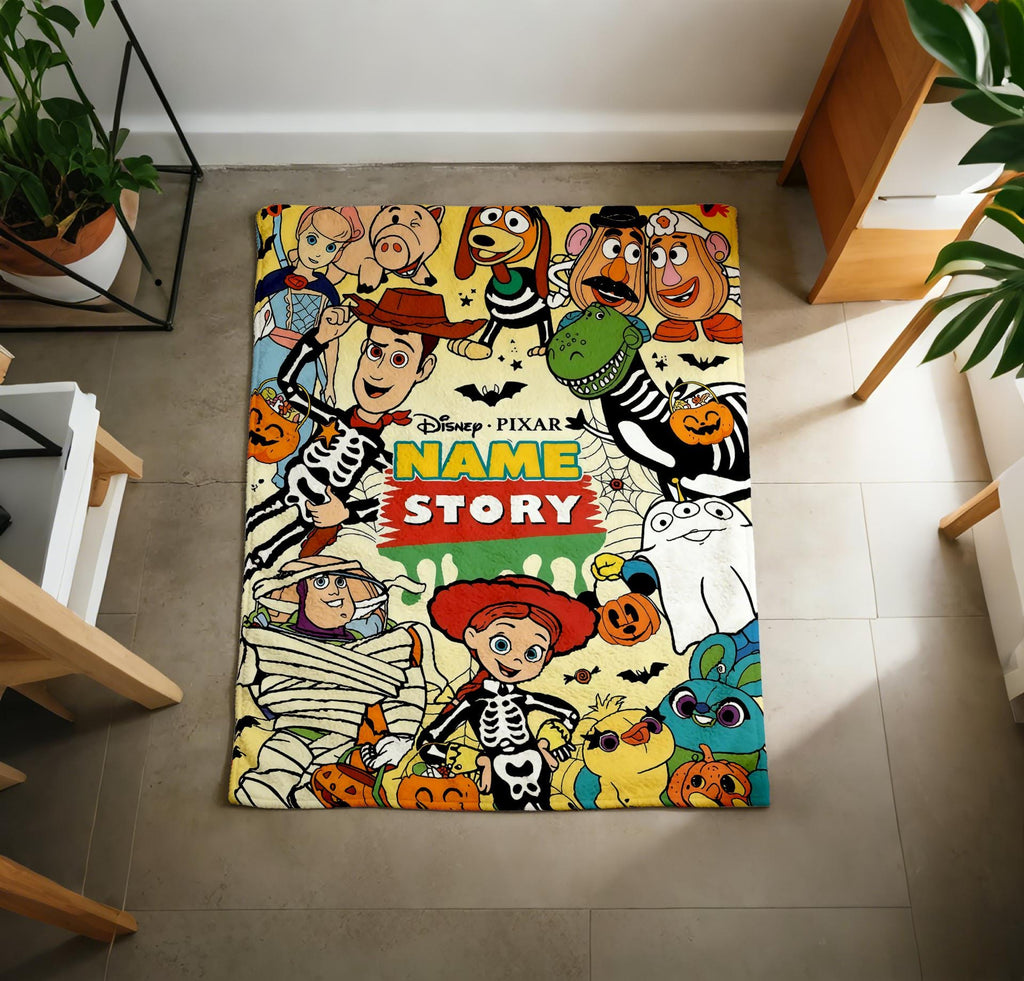 Custom Name Toy Story Halloween Blanket Soft Throw, Holiday Art, Gift For Young Fans