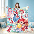 Personalized Mermaid Princess Flannel Blanket, Custom Name Underwater Fantasy Throw, Soft Cozy Kids Bedroom Sofa Gift
