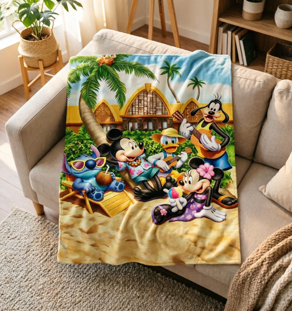 Personalized Disney Coquette Watercolor Blanket, Mickey and Friends Blanket, Magic Kingdom Blanket, Disney Birthday Girl, Disneyland Blanket