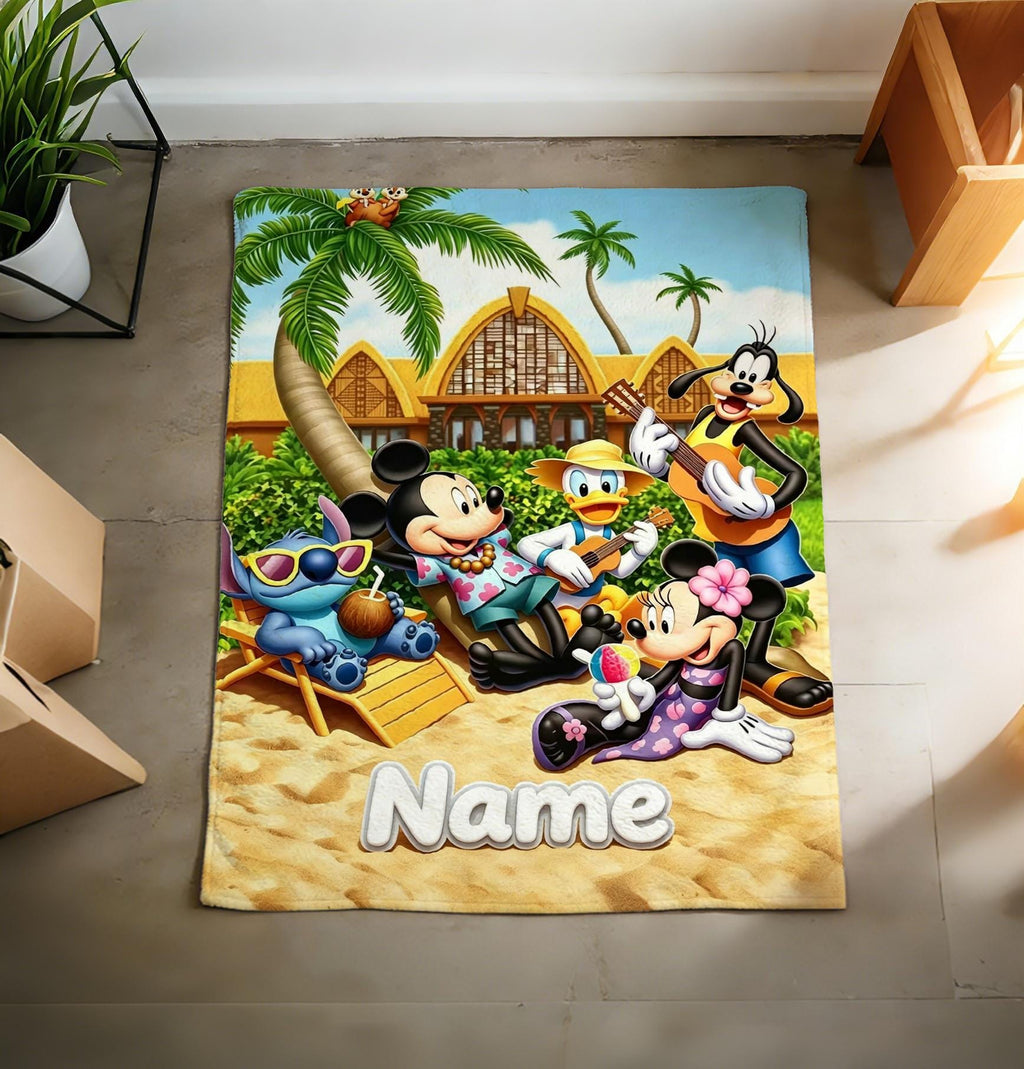 Personalized Disney Coquette Watercolor Blanket, Mickey and Friends Blanket, Magic Kingdom Blanket, Disney Birthday Girl, Disneyland Blanket