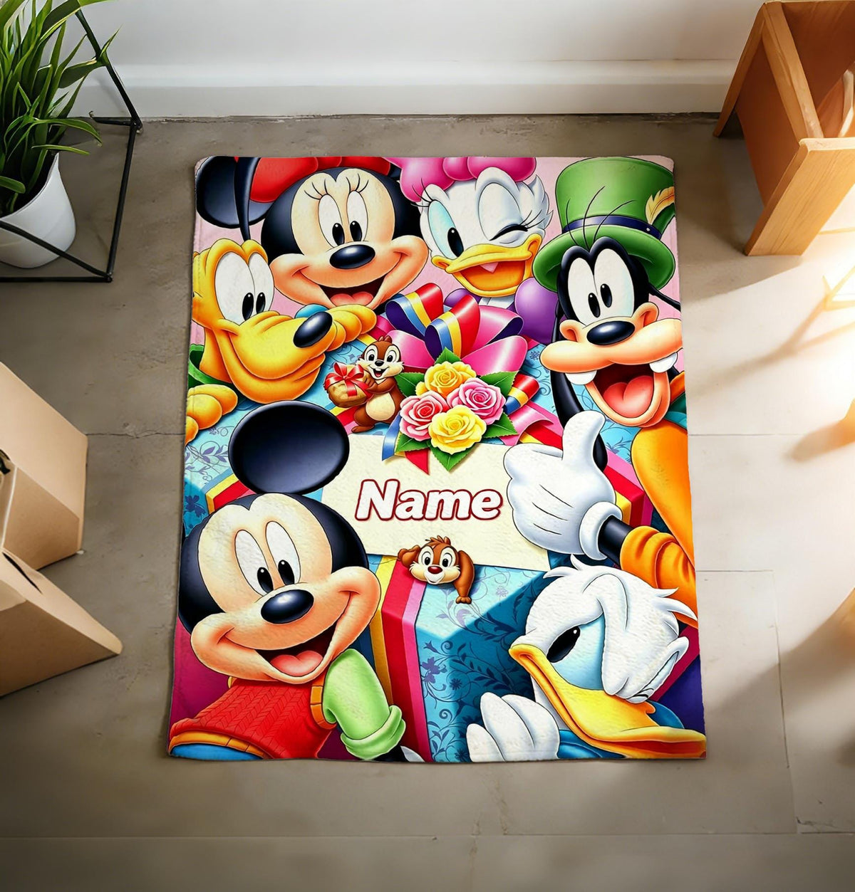 Personalized Disney Coquette Watercolor Blanket, Mickey and Friends Blanket, Magic Kingdom Blanket, Disney Birthday Girl, Disneyland Blanket