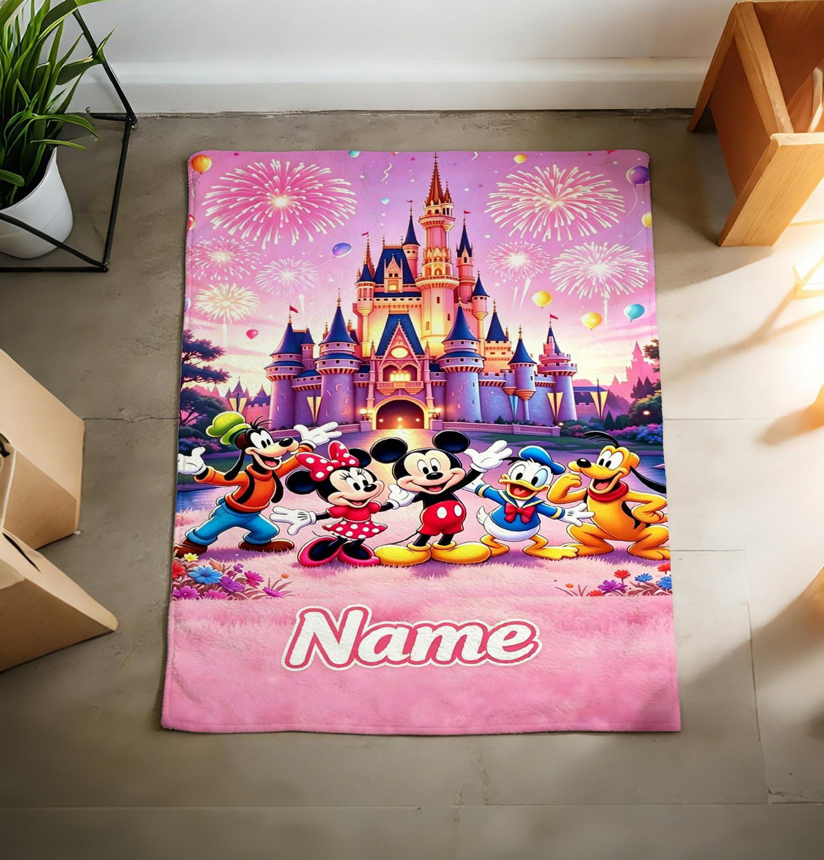 Personalized Disney Coquette Watercolor Blanket, Mickey and Friends Blanket, Magic Kingdom Blanket, Disney Birthday Girl, Disneyland Blanket