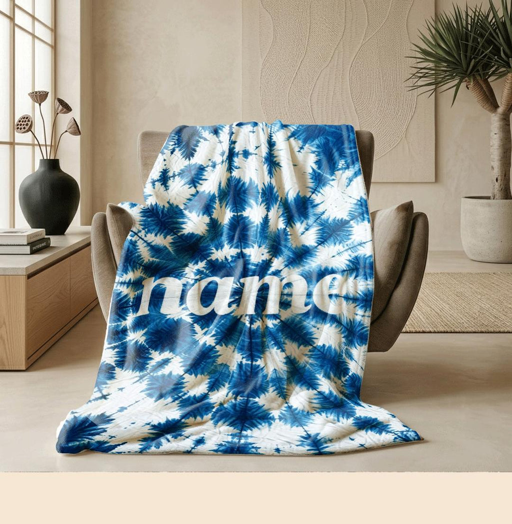 Spiral tie‑dye print Customized name single blanket dormitory blanket sofa blanket boho vibe gift‑ready all‑season blankets