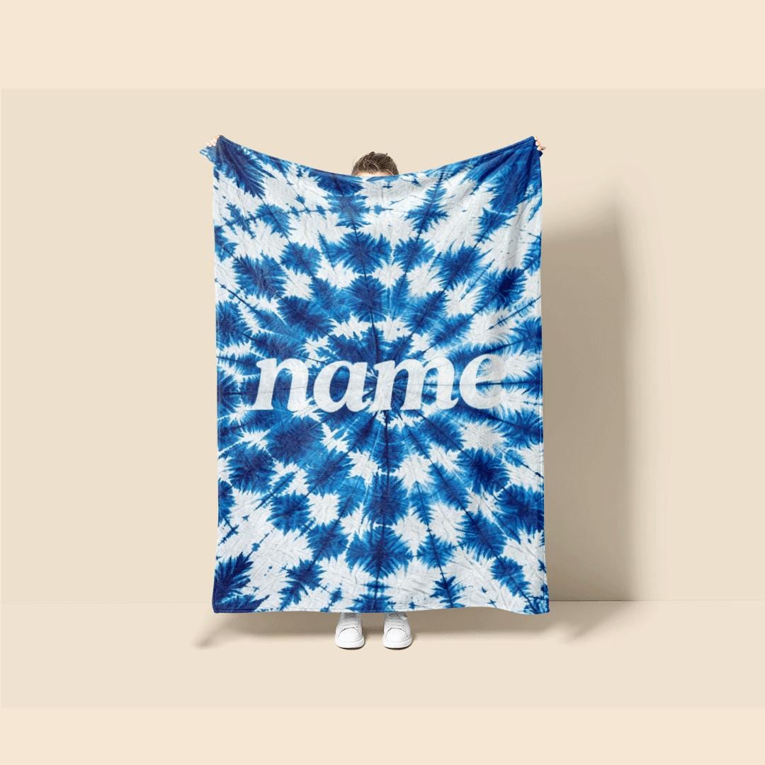 Spiral tie‑dye print Customized name single blanket dormitory blanket sofa blanket boho vibe gift‑ready all‑season blankets