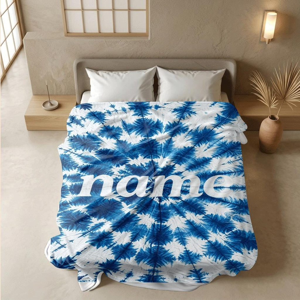 Spiral tie‑dye print Customized name single blanket dormitory blanket sofa blanket boho vibe gift‑ready all‑season blankets