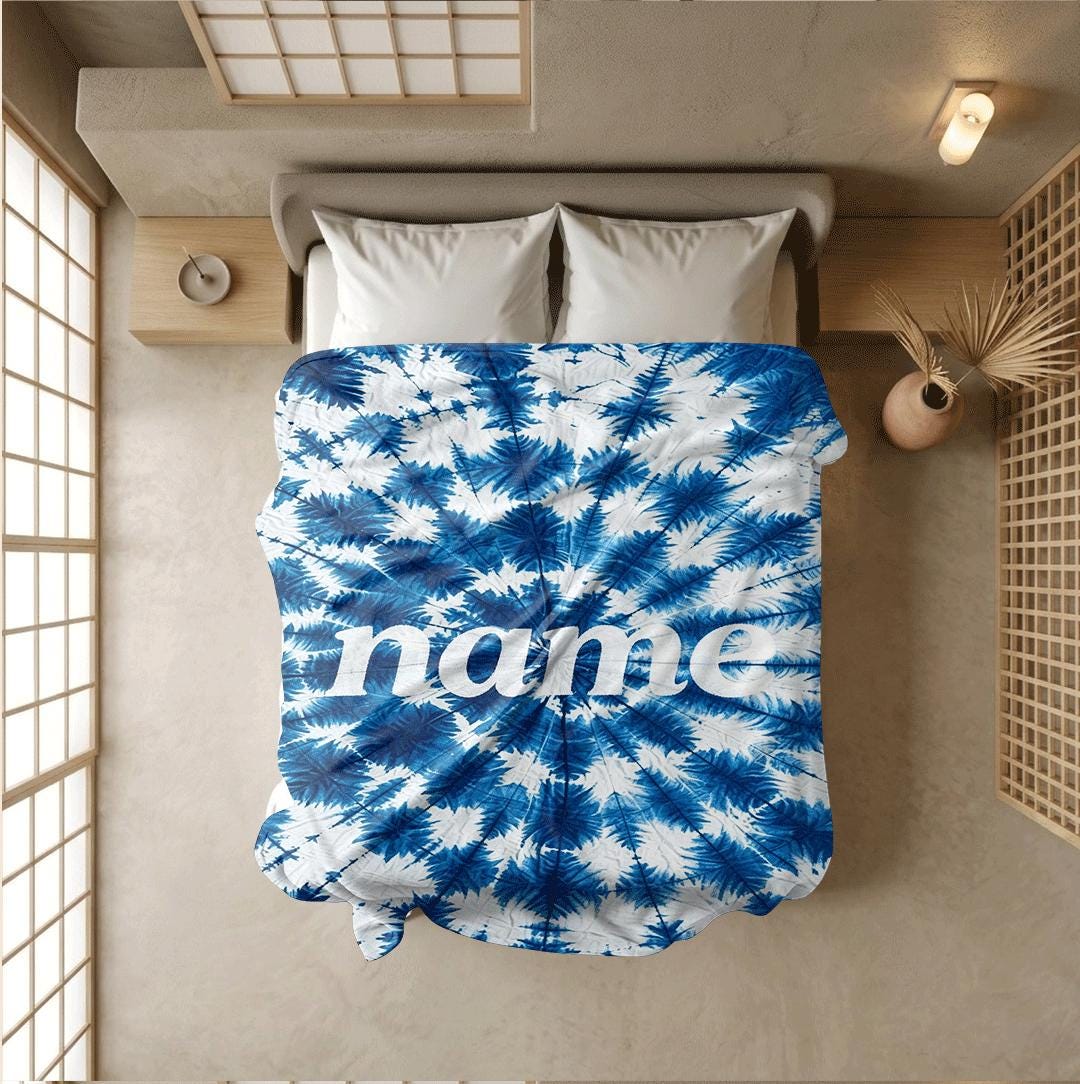 Spiral tie‑dye print Customized name single blanket dormitory blanket sofa blanket boho vibe gift‑ready all‑season blankets