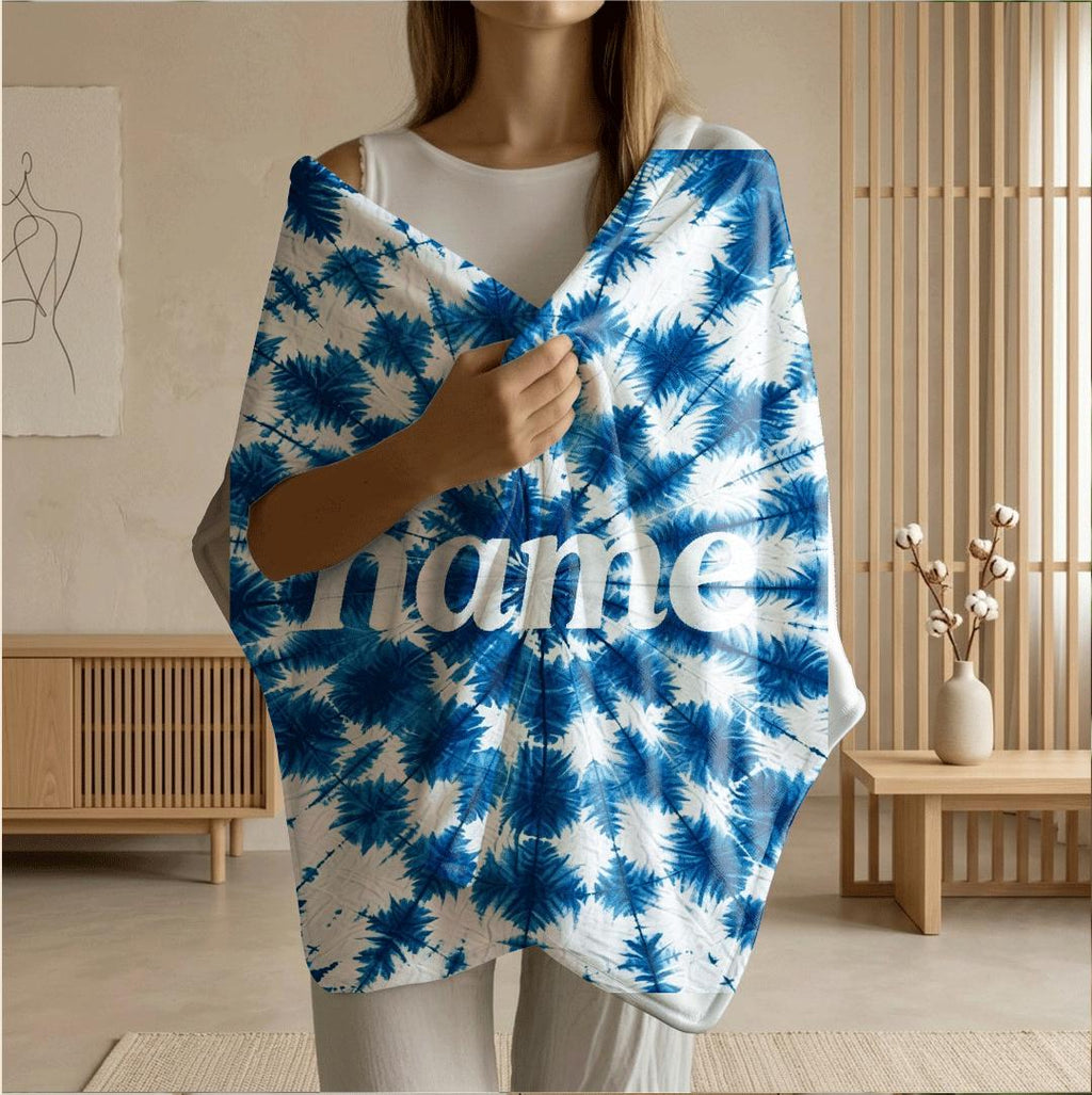 Spiral tie‑dye print Customized name single blanket dormitory blanket sofa blanket boho vibe gift‑ready all‑season blankets