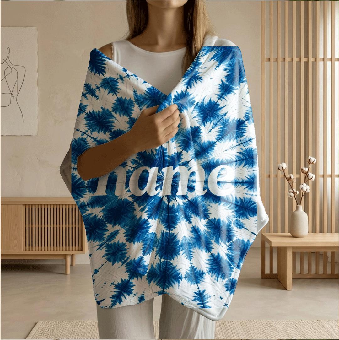 Spiral tie‑dye print Customized name single blanket dormitory blanket sofa blanket boho vibe gift‑ready all‑season blankets