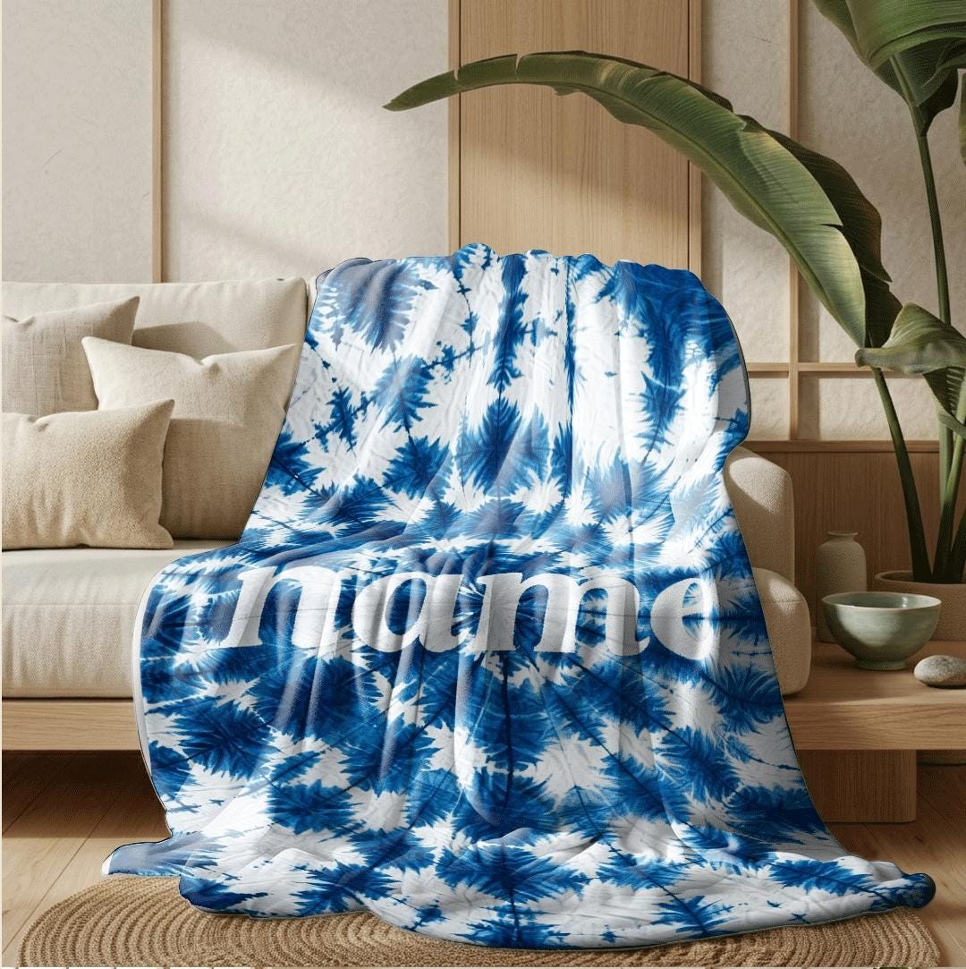 Spiral tie‑dye print Customized name single blanket dormitory blanket sofa blanket boho vibe gift‑ready all‑season blankets