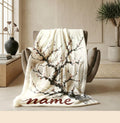 Snow plum blossom print artistic‑style hotel blanket pet blanket portable blanket Customized name holiday gift office blankets