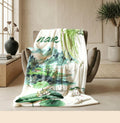 Lotus landscape print pastoral‑style dormitory blanket pet blanket hotel blanket Customized name souvenir gift Nap blankets