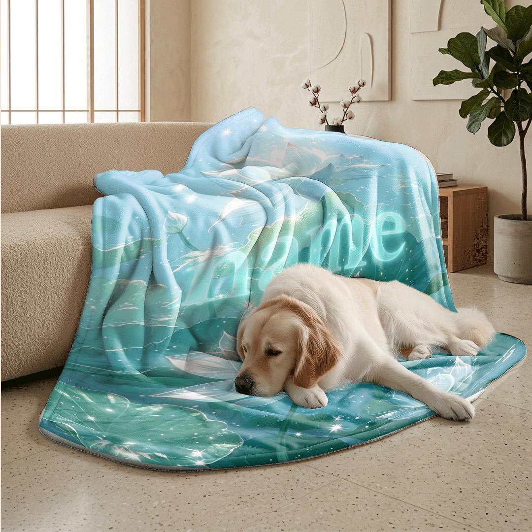 Glowing lotus print Customized name single blanket sofa blanket dormitory‑single blanket dreamy vibe gift‑ready all‑season blankets