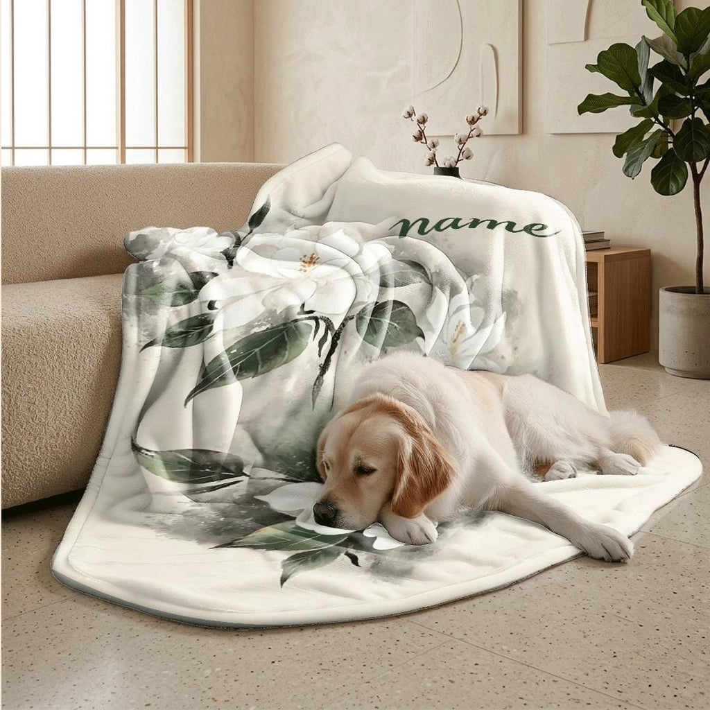 Gardenia print elegant‑vibe kids blanket car blanket dormitory blanket Customized name holiday gift lunch break blankets