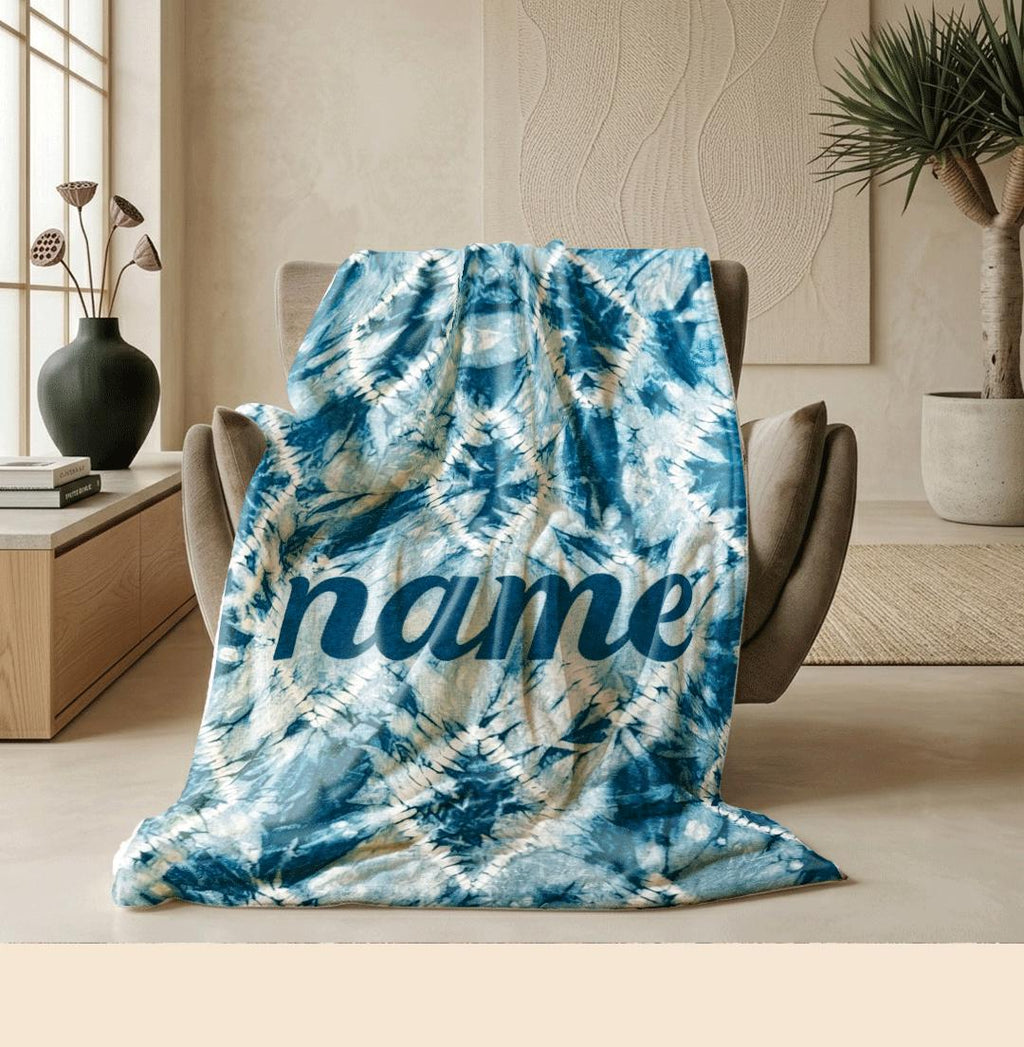 Tie‑dye geometric print boho‑style dormitory blanket pet blanket hotel blanket Customized name birthday gift Nap blankets