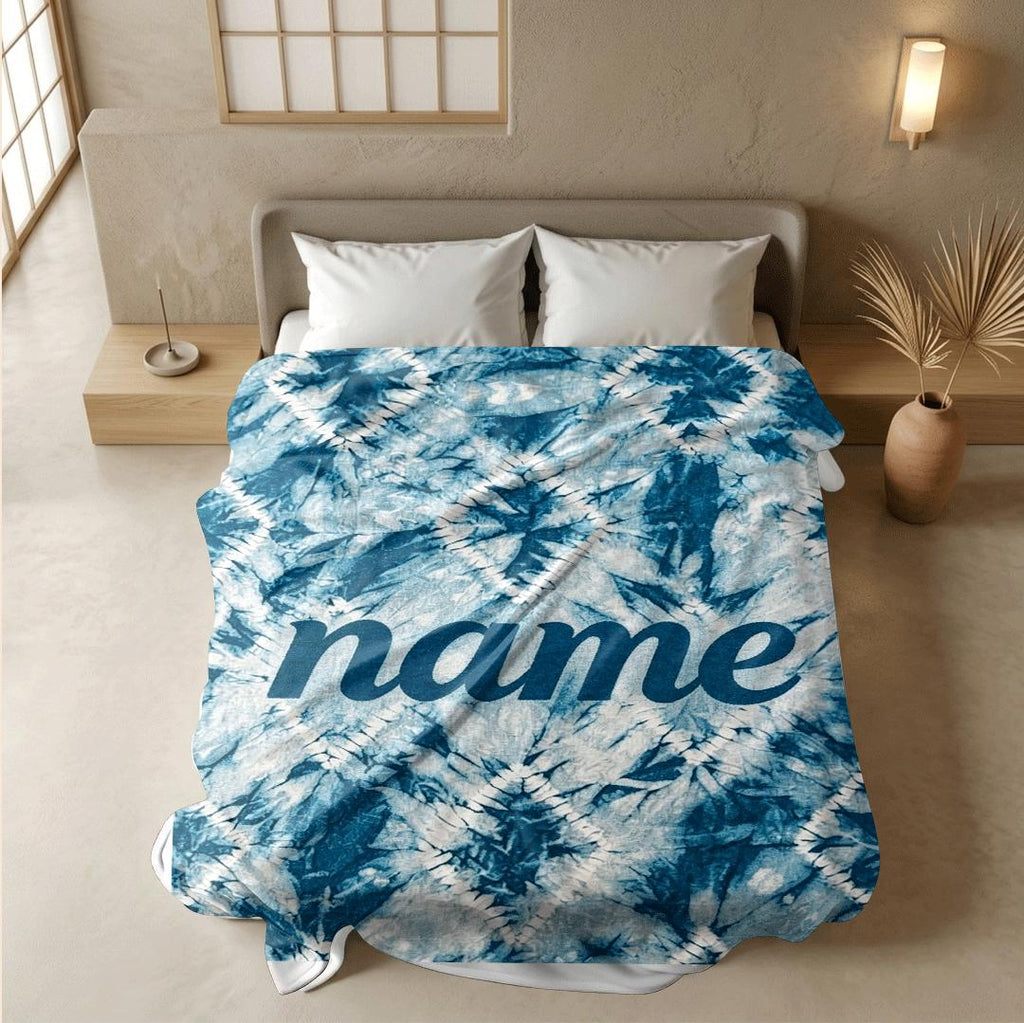 Tie‑dye geometric print boho‑style dormitory blanket pet blanket hotel blanket Customized name birthday gift Nap blankets