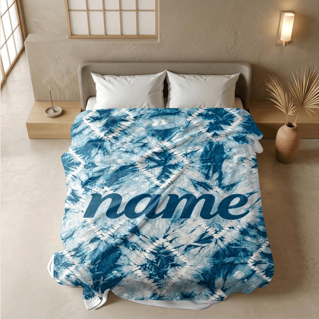 Tie‑dye geometric print boho‑style dormitory blanket pet blanket hotel blanket Customized name birthday gift Nap blankets