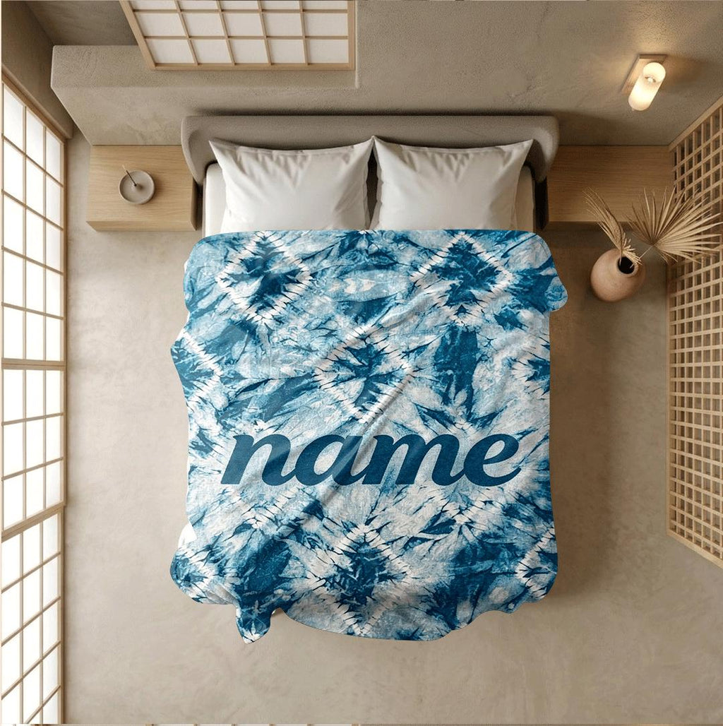 Tie‑dye geometric print boho‑style dormitory blanket pet blanket hotel blanket Customized name birthday gift Nap blankets