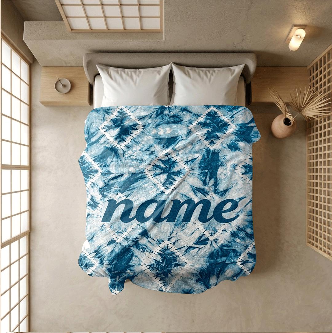 Tie‑dye geometric print boho‑style dormitory blanket pet blanket hotel blanket Customized name birthday gift Nap blankets