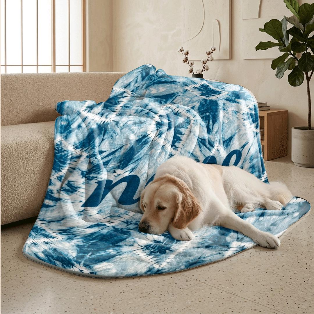 Tie‑dye geometric print boho‑style dormitory blanket pet blanket hotel blanket Customized name birthday gift Nap blankets