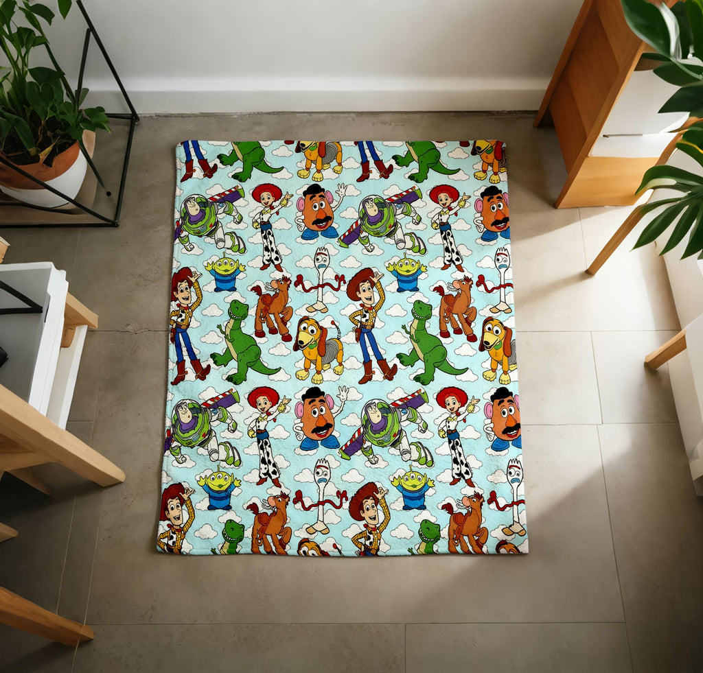 Personalized Toy Story Blanket Soft Throw, Sky Cloud Pattern, Gift For Little Animation Lovers